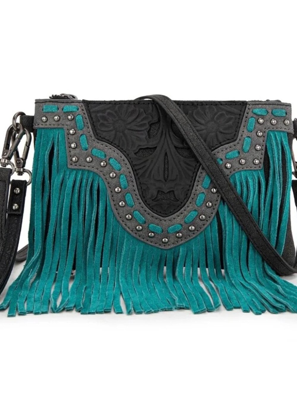 Trinity Ranch Floral Tooled Collection Clutch/Crossbody - Black - Picture 5 of 6
